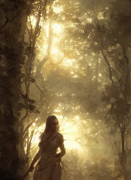 Image similar to female seductive queen of nature girl, beautiful face, rule of thirds, intricate outfit, backlit, by greg rutkowski, by jeremy mann, digital painting