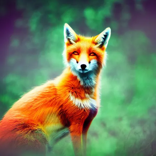 Image similar to ethereal ethereal ethereal ethereal fox, colorful, bright, award winning photo, 8k