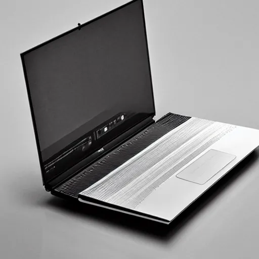 Prompt: a pleated laptop designed by issey miyake