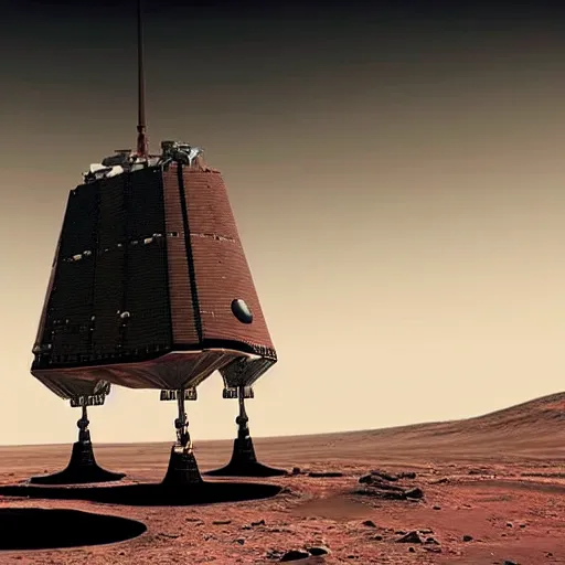 Image similar to “gigantic metal monolith on the surface of Mars discovered by humans cinematic wide angle”