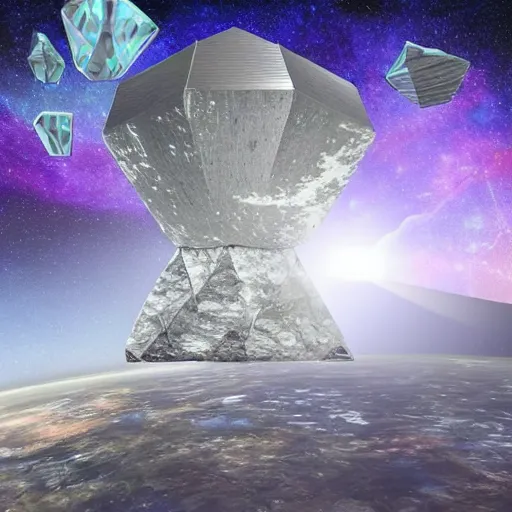 Image similar to spaceship surrounded with giant crystals