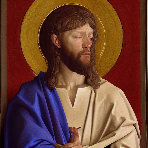 Image similar to portrait of joseph, in deposition of christ by van der weyden, high quality, realism, artstation, octane