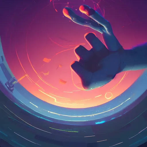 Prompt: hand with and eye in the center, floating in a spiraling abyss, scifi, painted by pedro correa, cory loftis, james gilleard, atey ghailan, makoto shinkai, goro fujita, studio ghibli