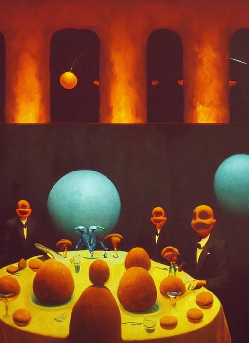 Image similar to spherical lava people at underwater restaurant Edward Hopper and James Gilleard, Zdzislaw Beksinski highly detailed