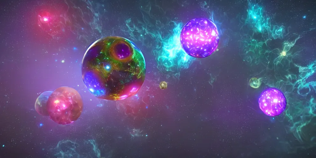 Prompt: multiverse ball, psychedelic ball, universe nebula ball. 3 d render, houdini 3 d, octane 3 d, zbrush, maya, cinema 4 d, blender, natural cinematic volumetric lighting, realistic beautifully detailed post - processing render, epic composition, magical atmosphere, masterpiece, trending on artstation