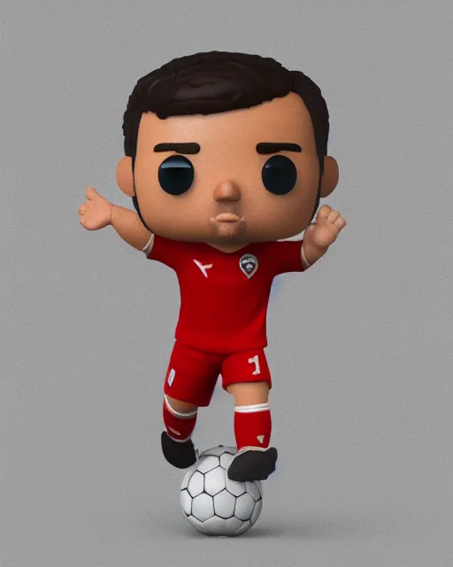 Prompt: full body 3 d render of soccer guy as a funko pop!, studio lighting, white background, single body, no shadow, blender, trending on artstation, 8 k, highly detailed