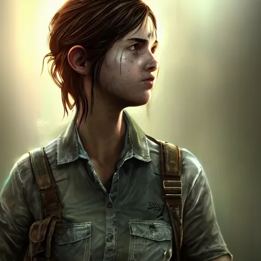 Image similar to ellie last of us closeup dd fantasy intricate elegant highly detailed digital painting artstation concept art matte sharp foc - h 6 4 0 - c 1 1. 0