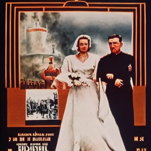 Image similar to poster for the film, stalin married hitler, photo in color, high quality photo