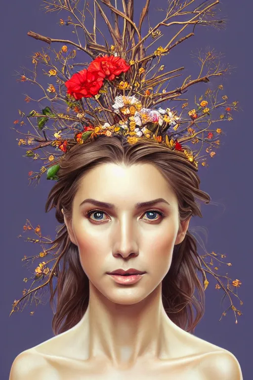 Prompt: symmetry!! full body portrait!!!! of a beautiful!!!! donald trump, pretty face, decorated with twigs and flowers, intricate, elegant, highly detailed, digital painting, artstation, concept art, smooth, sharp focus, illustration, art by artgerm and greg rutkowski and alphonse mucha, 8 k