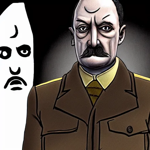 Image similar to adolph hitler from rusty lake : roots ( 2 0 1 6 videogame ), very detailed face,