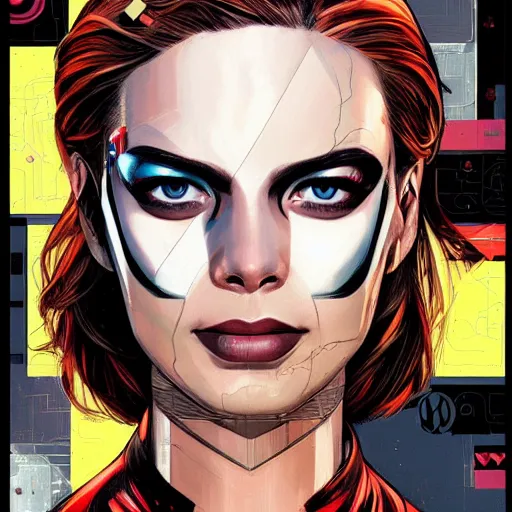 Image similar to portrait of a female android, by MARVEL comics and Sandra Chevrier