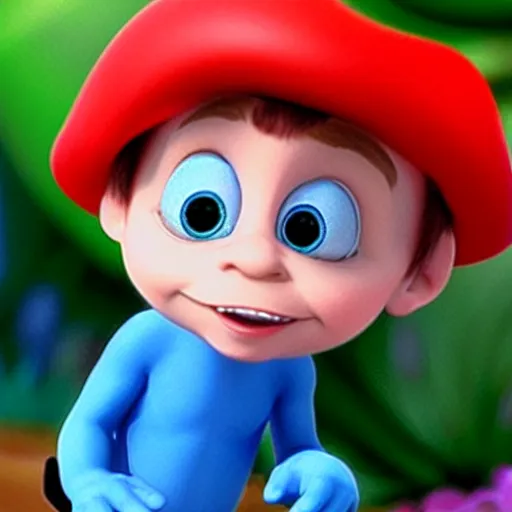 Prompt: realphoto 3d cute beautiful smurfin, in pixar's Up