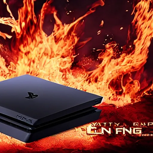 Prompt: playstation 4 catching fire