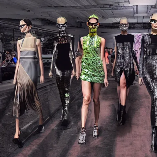 Prompt: new york fashion week in the year 2 5 2 5, digital art, 8 k, hyperrealistic, high definition