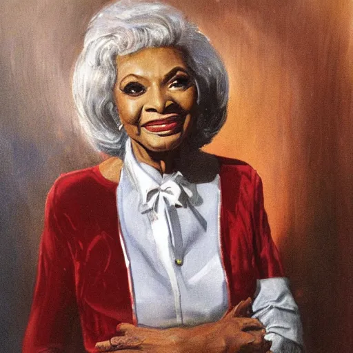 Prompt: Lovely portrait of Nichelle Nichols by Charles Cundall and Charles Harold Davis