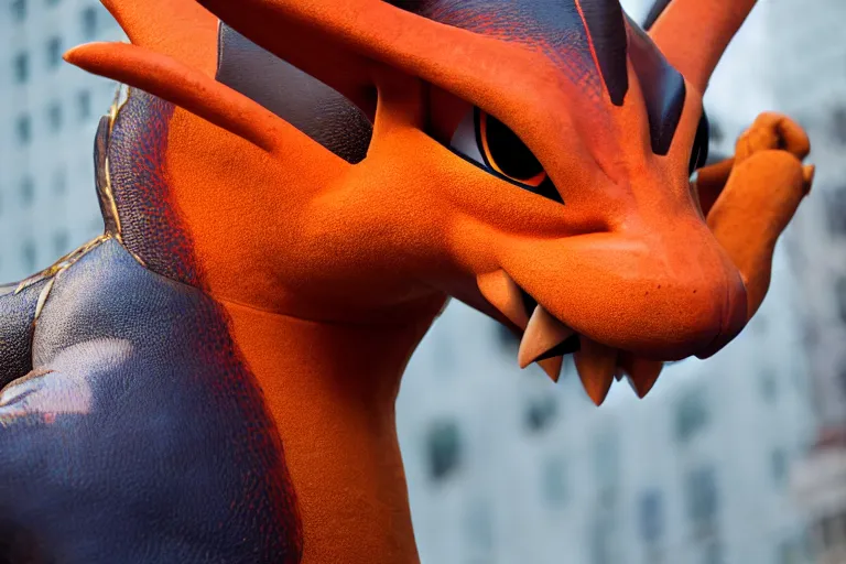 Image similar to closeup potrait of charizard on broadway, natural light, sharp, detailed face, magazine, press, photo, Steve McCurry, David Lazar, Canon, Nikon, focus