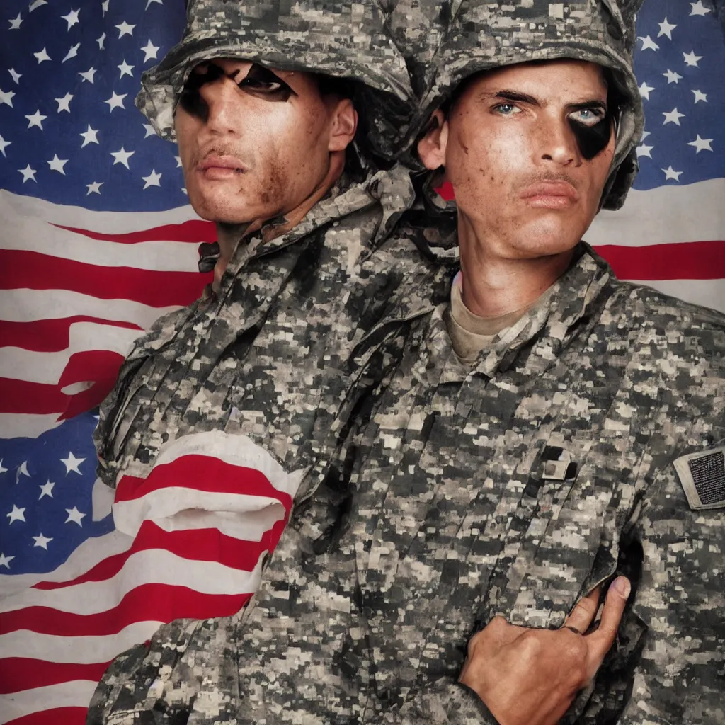 Prompt: us soldier by david lachapelle. face. portrait.