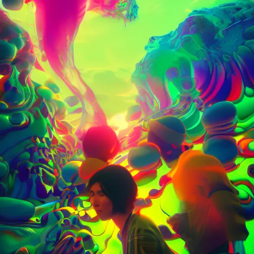Prompt: psychedelic liquids people, colorful, cinematic, by wlop, by ilyu kuvshinov, super detailed, unreal engine 5, octane render, vfx, houdini, 8 k, super realistic
