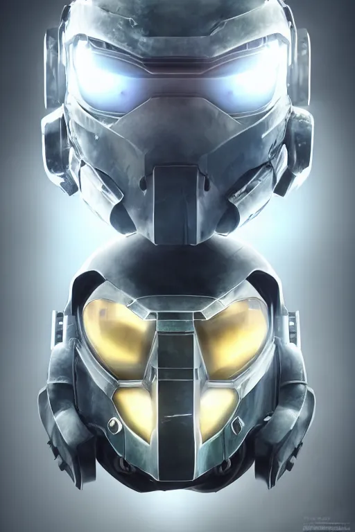 Image similar to robot ninja mask helmet halo master chief radiating a glowing aura global illumination ray tracing hdr fanart arstation by ian pesty and katarzyna da „ bek - chmiel