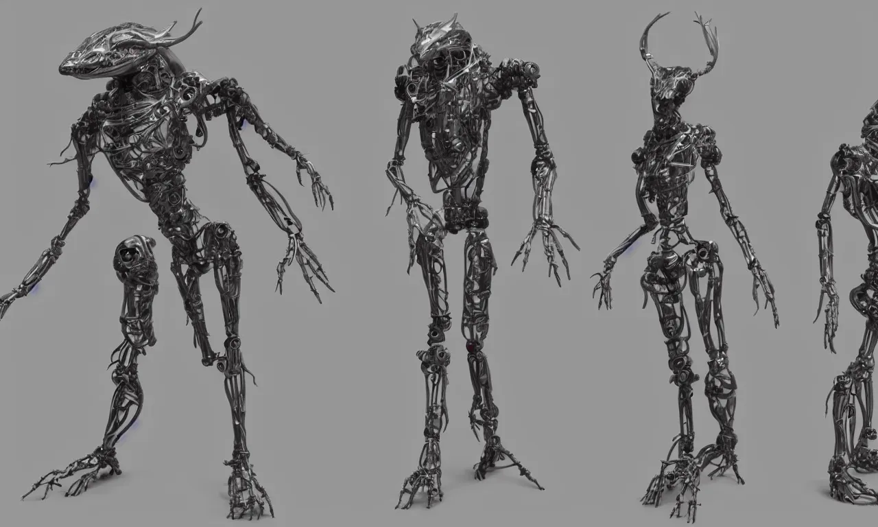 Image similar to a full body bio fauna robotic creature realistic, zbrush