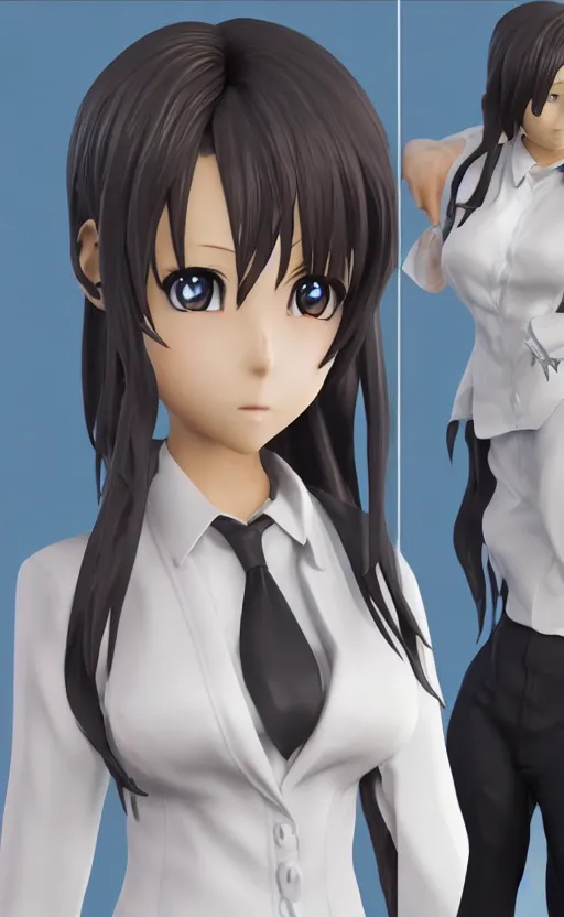 Prompt: Anime girl figure in office suit, unreal engine, highly detailed.