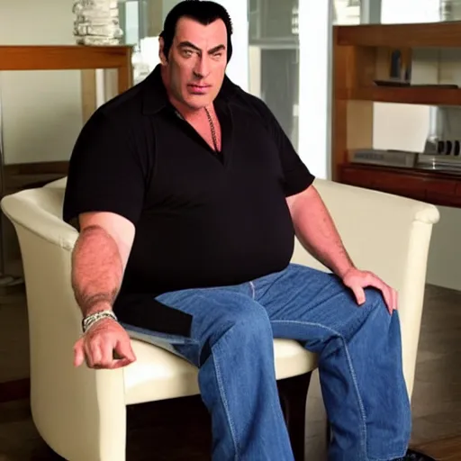 Image similar to Steven Segal as an overweight website admin