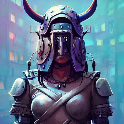 Image similar to cyberpunk viking helmet mask warrior goddess robot ninja fantasy, art gta 5 cover, official fanart behance hd artstation by jesper ejsing, by rhads, makoto shinkai and lois van baarle, ilya kuvshinov, ossdraws