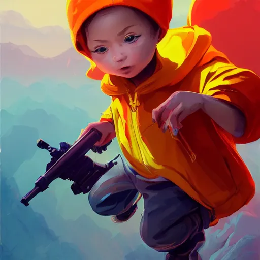 Image similar to baby Angel cherub ski mask orange hoodie, golden necklace fantasy art apex fortnite Video game icon, 2d game art gta5 cover , official fanart behance hd artstation by Jesper Ejsing, by RHADS, Makoto Shinkai and Lois van baarle, ilya kuvshinov, rossdraws