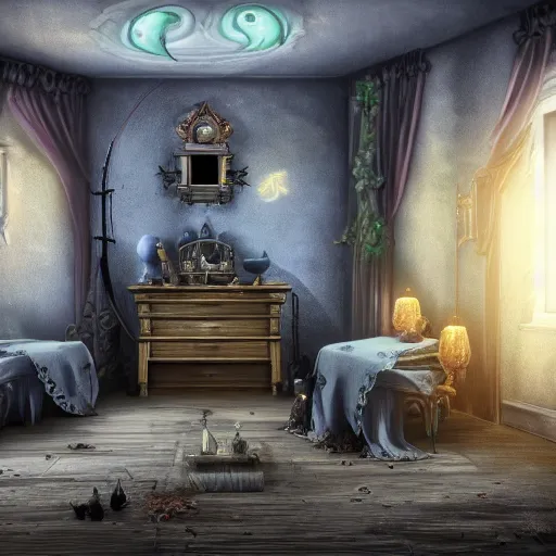 Prompt: witch's apartment, fantasy, 4K