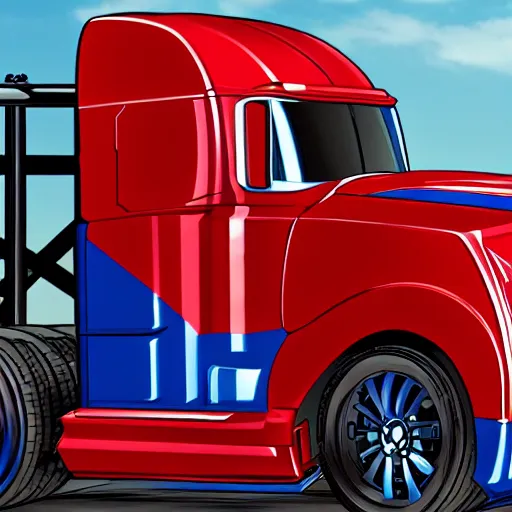 Prompt: optimus prime transforming into a truck