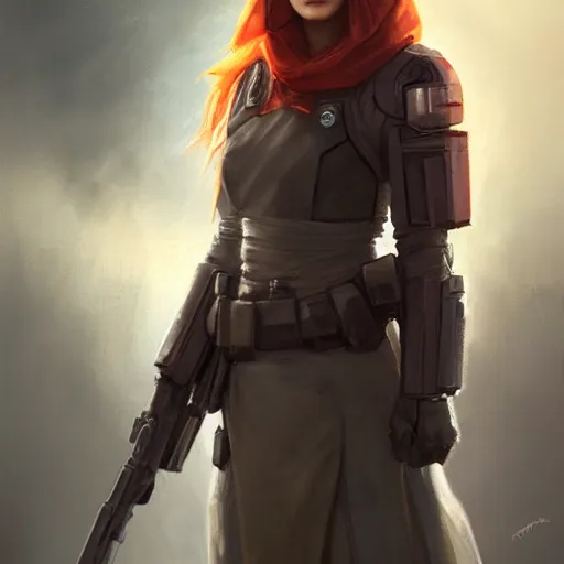 Prompt: portrait of a woman by greg rutkowski, a jedi commander, mara jade, wearing the tactical gear of the galactic alliance, star wars expanded universe, she is about 4 0 years old, highly detailed portrait, digital painting, artstation, concept art, smooth, sharp foccus ilustration, artstation hq