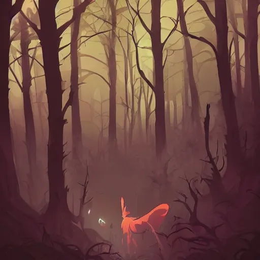 Image similar to painting giant monsters in a dark, scary forest at night smooth face median photoshop filter cutout vector, behance hd by jesper ejsing, by rhads, makoto shinkai and lois van baarle, ilya kuvshinov, rossdraws global illumination