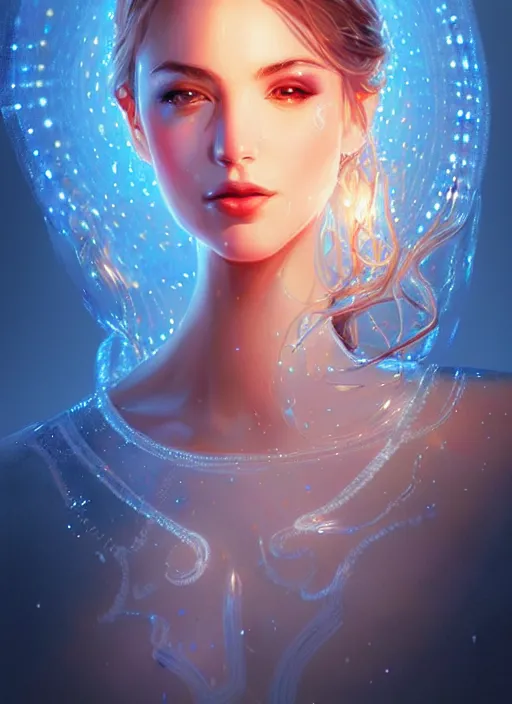 Image similar to water, glowing lights!! intricate elegant, highly detailed, digital painting, artstation, concept art, smooth, sharp focus, illustration, art by artgerm