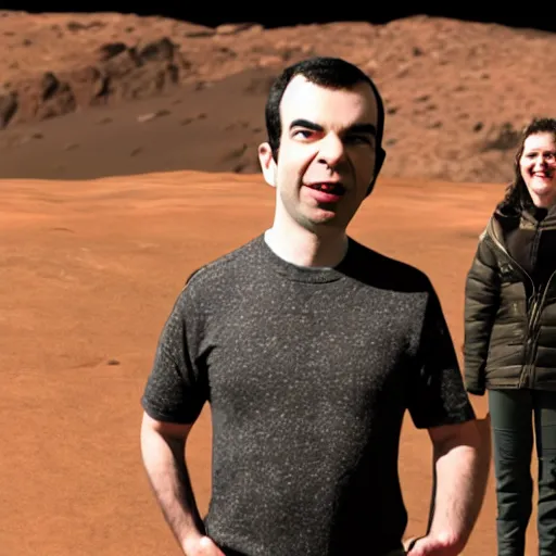 Prompt: nathan fielder on mars with forehead vein bursting out