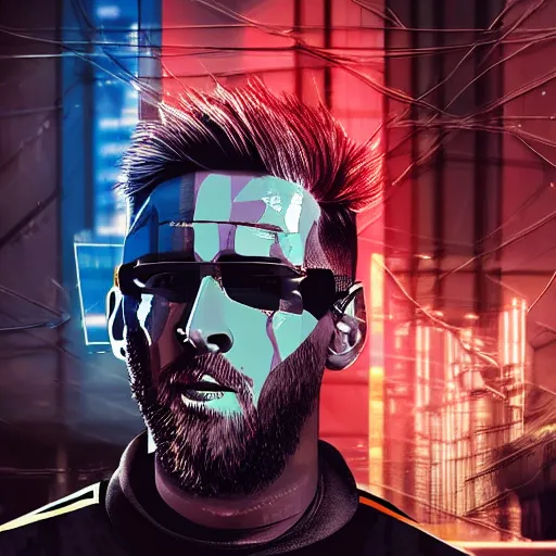 Prompt: messi, cyberpunk aesthetic, soccer, bright