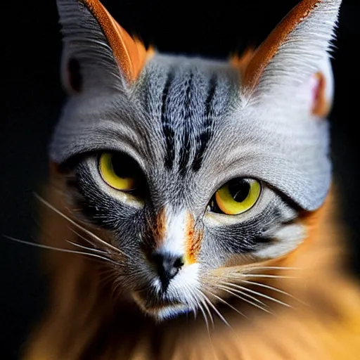 Image similar to a chicken - cat - hybrid, animal photography