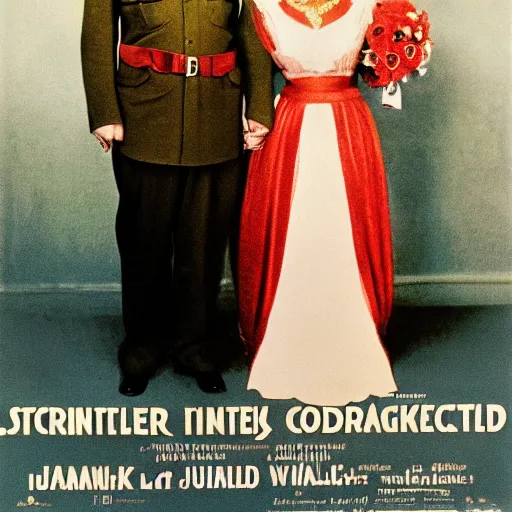 Prompt: poster for the film, stalin married hitler, photo in color, high quality photo