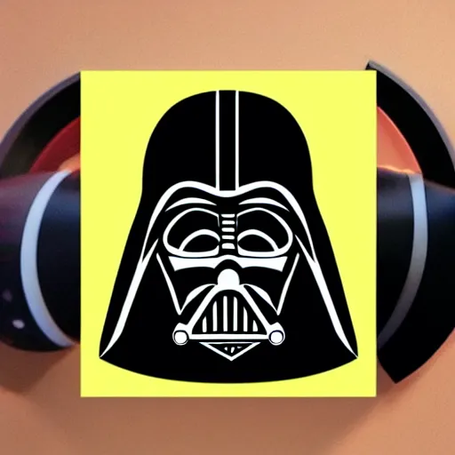 Image similar to svg sticker of a Pop-Wonder Darth-Vader at a rave, spinning records, giant headphones rocking out, wearing headphones, huge speakers, dancing, rave, DJ, spinning records, digital art, amazing composition, rule-of-thirds, award-winning, trending on artstation, featured on deviantart