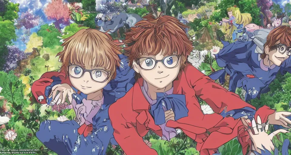 Image similar to Enchanted and magic forest, by Hideaki anno