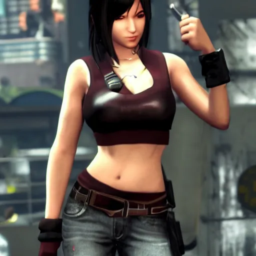 Prompt: Tifa Lockheart as seen on the GTA V loading screen