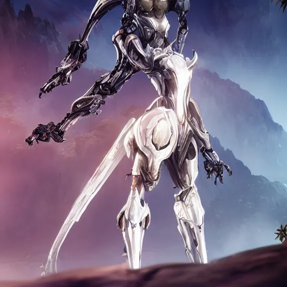 Image similar to extremely detailed cinematic low ground shot of a giant 1000 meter tall beautiful stunning female warframe goddess, that's an anthropomorphic hot robot mecha female dragon, silver sharp streamlined armor, detailed head, sharp claws, glowing Purple LED eyes, sitting cutely on a mountain in the background, a tiny forest with a village in the foregri, dragon art, warframe fanart, Destiny fanart, micro art, macro art, giantess art, fantasy, goddess art, furry art, furaffinity, high quality 3D realism, DeviantArt, Eka's Portal, HD, depth of field