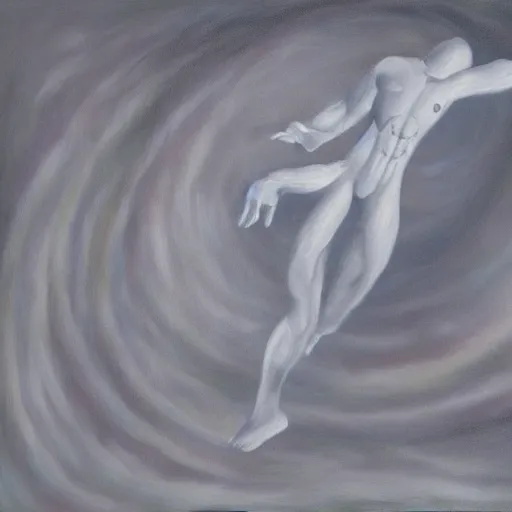 Prompt: a shapeless cosmic entity collapsing reality as it walks across it, oil painting, grayscale