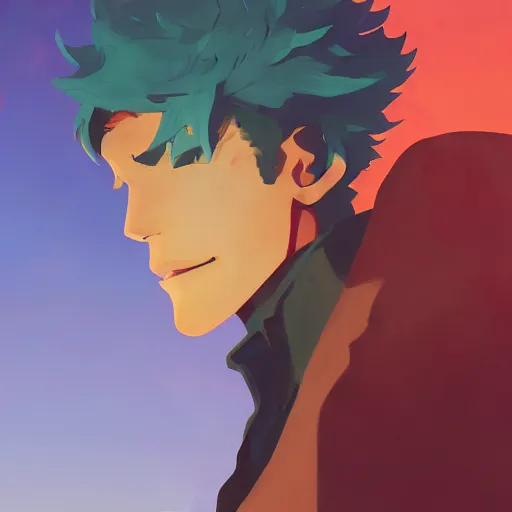 Image similar to face icon stylized minimalist cowboy bebop, loftis, cory behance hd by jesper ejsing, by rhads, makoto shinkai and lois van baarle, ilya kuvshinov, rossdraws global illumination