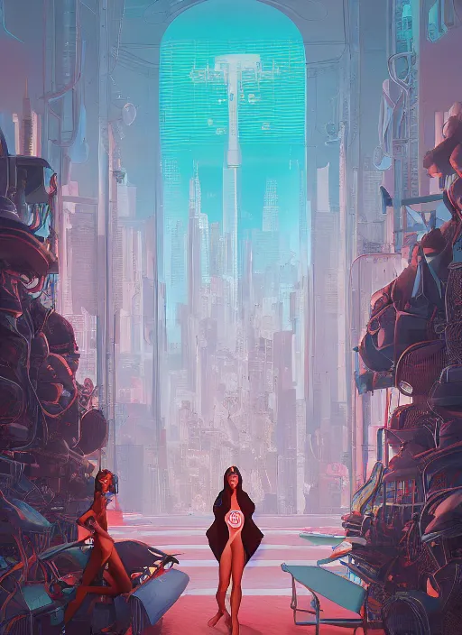 Prompt: poster artwork by Michael Whelan and Tomer Hanuka, Rendering of beauty pageant, clean, full of details, Matte painting, trending on artstation and unreal engine