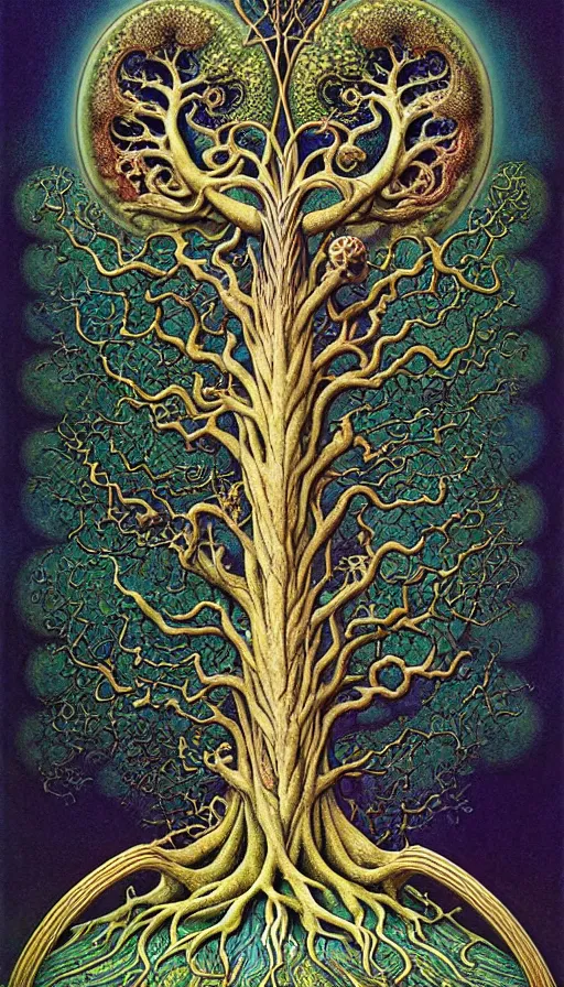 Image similar to tree of life by roger dean and andrew ferez, art forms of nature by ernst haeckel, divine chaos engine, symbolist, visionary, art nouveau, botanical fractal structures, organic, detailed, realistic, surreality