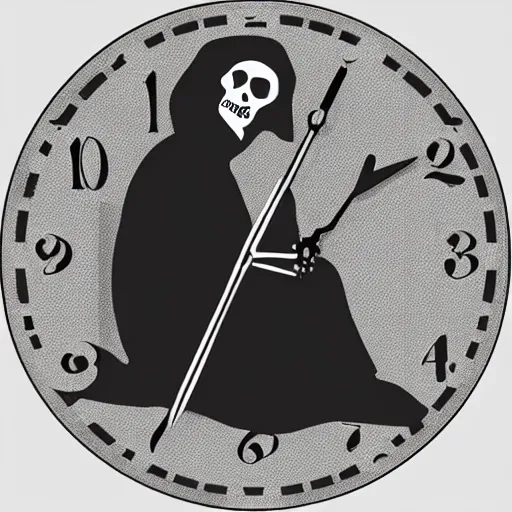 Image similar to grim reaper sitting on a clock, profile pic