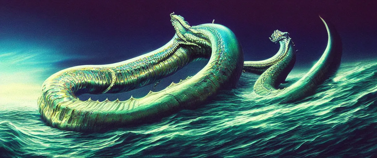 Prompt: hyperrealistic very intricate pearlescent leviathan swallowing the earth digital painting concept art salvador dali james white cinematic soft glow lighting high angle hd 8k sharp shallow depth of field