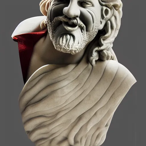 Prompt: epic greek marble statue of dr robotnik, photo, chiaroscuro