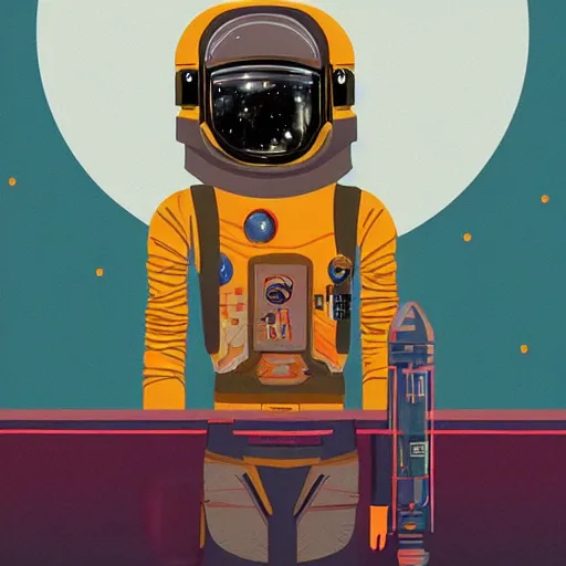 Image similar to a beautiful picture of a space bounty hunter by Wes Anderson, trending on Artstation