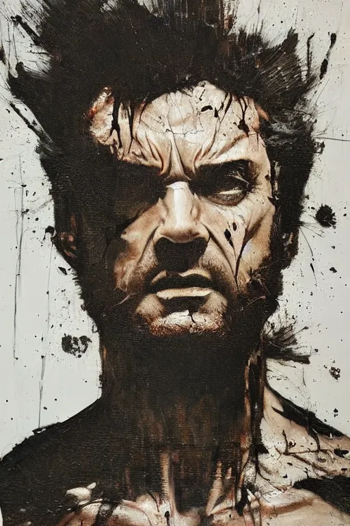 Prompt: Wolverine from the X-Men painting by Nicola Samori